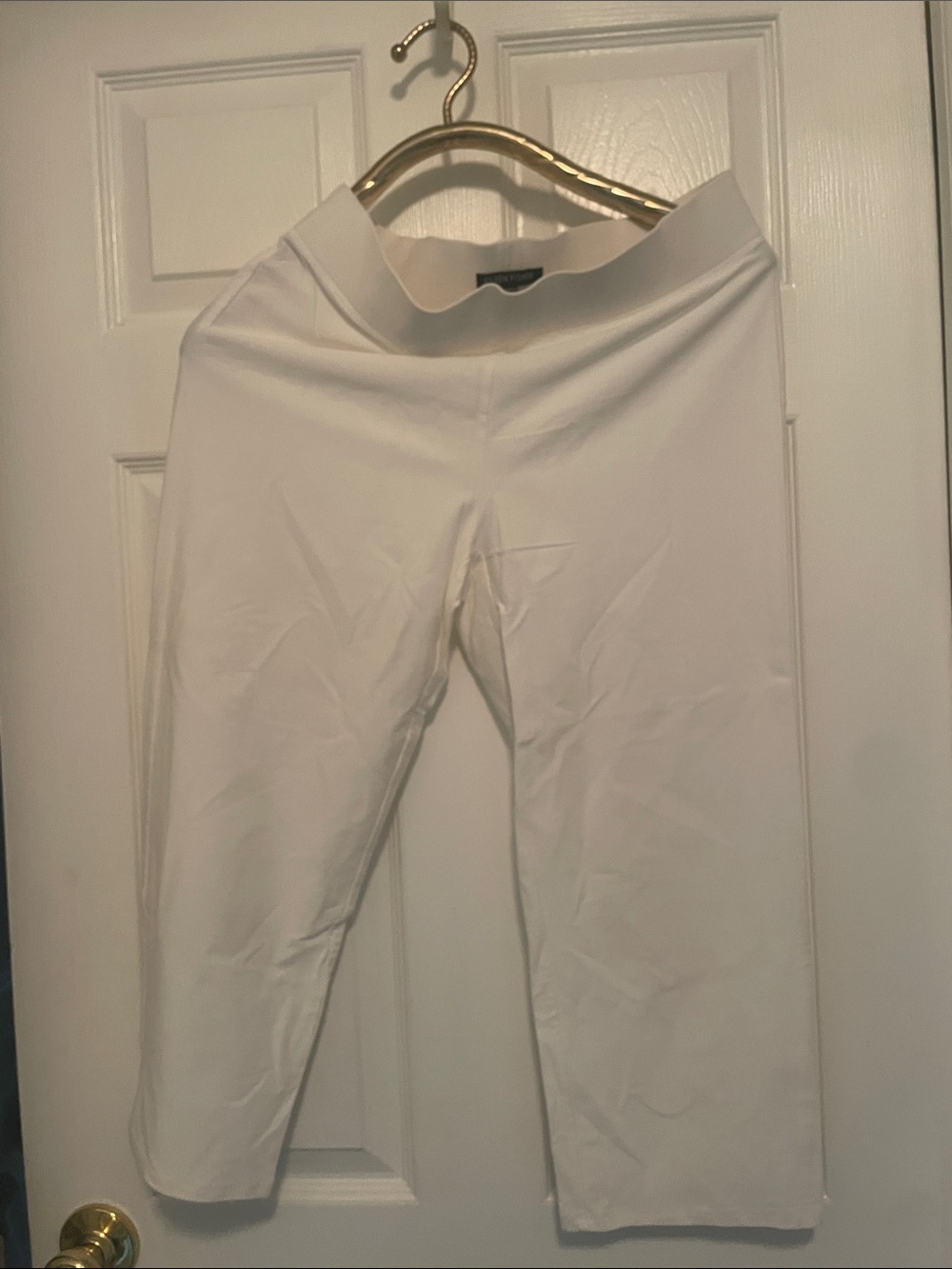 Eileen Fisher White Stretch Ponte Capri Pants